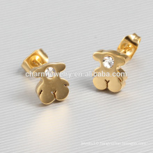 Simple Style Fashion Bear Stainless Steel Stud Earrings for Ladies ZZE003
